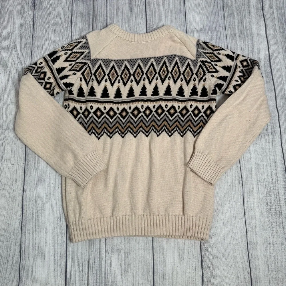Gymboree Boys Fair Isle Cream Knit Nordic Sweater Size 12